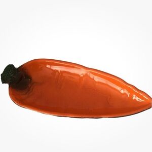 Vintage MCM Orange Carrot-Shaped Ceramic Dish